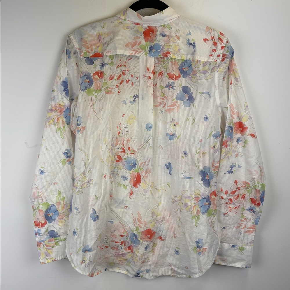 Lauren Ralph Lauren Floral Button-Up Long Sleeve Shirt Size Petite Large - Picture 8 of 10